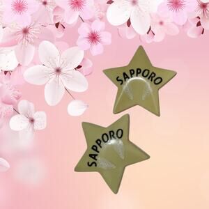 2 Sapporo Beer Star Ceramic Chopstick Rest Holders Dad's Birthday, Father's Day